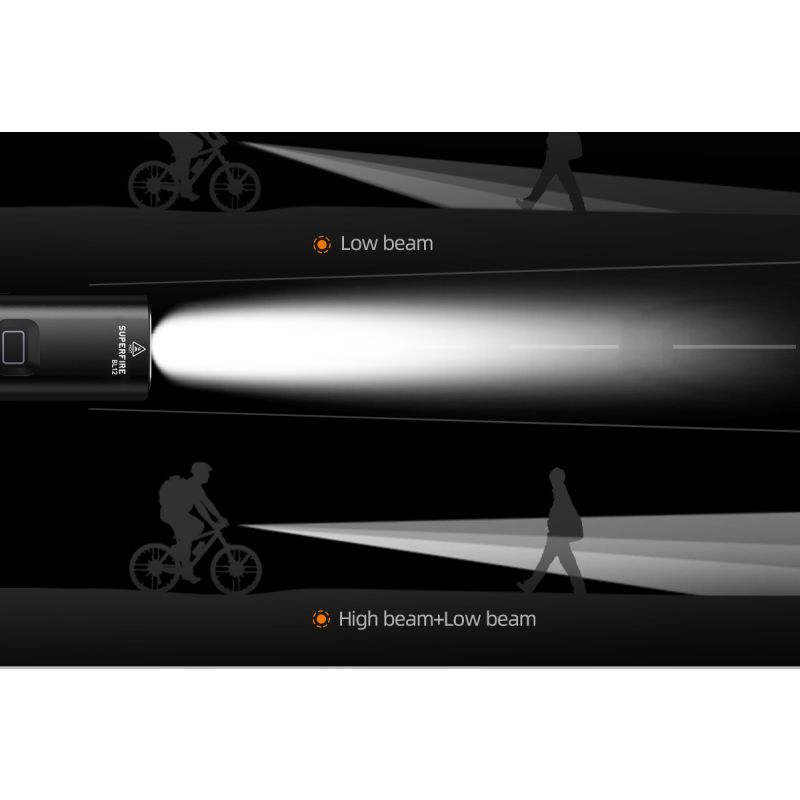 SUPERFIRE BL12 1300LM predné svetlo na bicykel USB dobíjacie 4800mAh LED svetlomet na bicykel