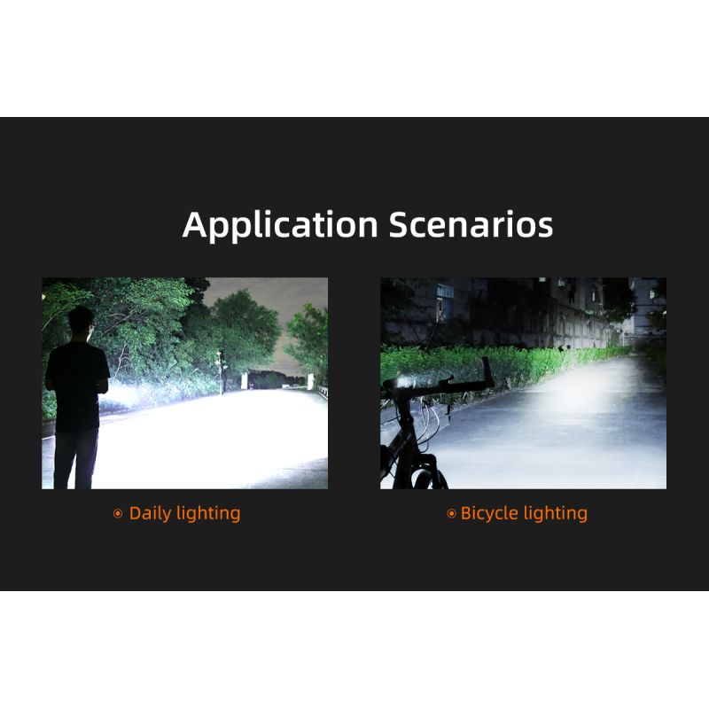 SUPERFIRE BL12 1300LM predné svetlo na bicykel USB dobíjacie 4800mAh LED svetlomet na bicykel