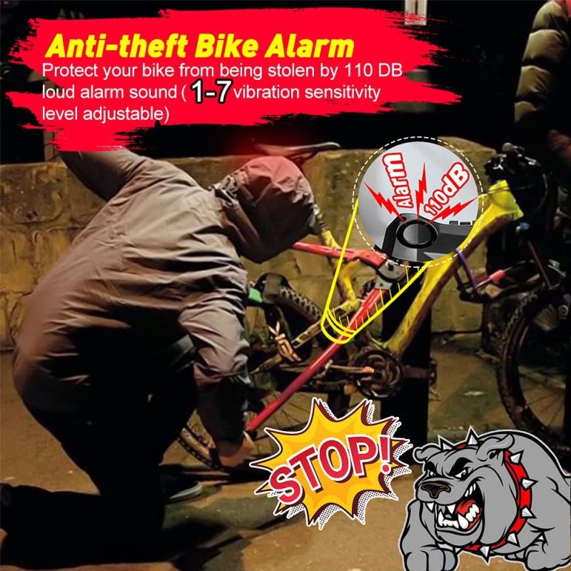Inteligentné zadné svetlo na bicykel so smerovkami, alarmom, klaksónom a automatickým brzdovým svetlom 5v1.