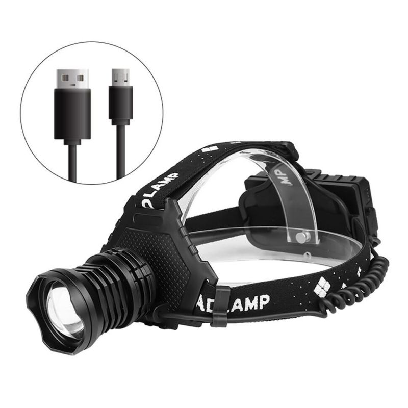 Svetlomet XHP70 8000LM USB nabíjateľný IPX5 vodotesný pre rybolov a kemping s 18650 batériou a režimami svetla