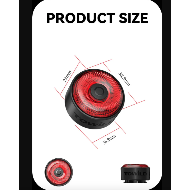 TOWILD TL03 bicykel inteligentné svetlo s automatickou detekciou bŕzd a LED zadné svetlo pre cyklistickú bezpečnosť