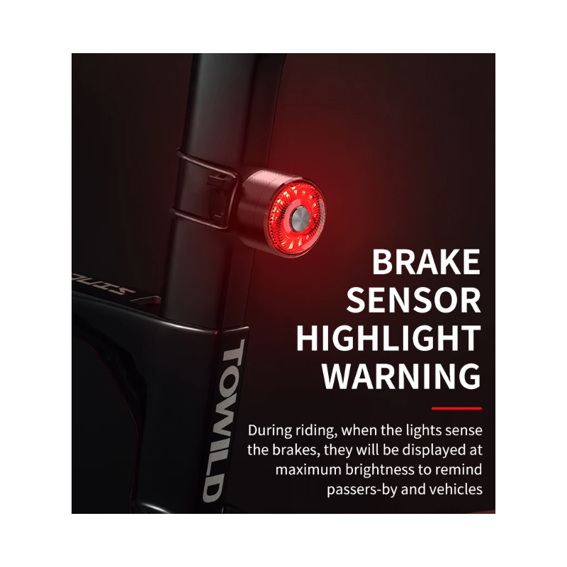 TOWILD TL05 LED cyklistické svetlo s inteligentným snímaním bŕzd USB nabíjanie IPX6 vodotesné pre bezpečnosť