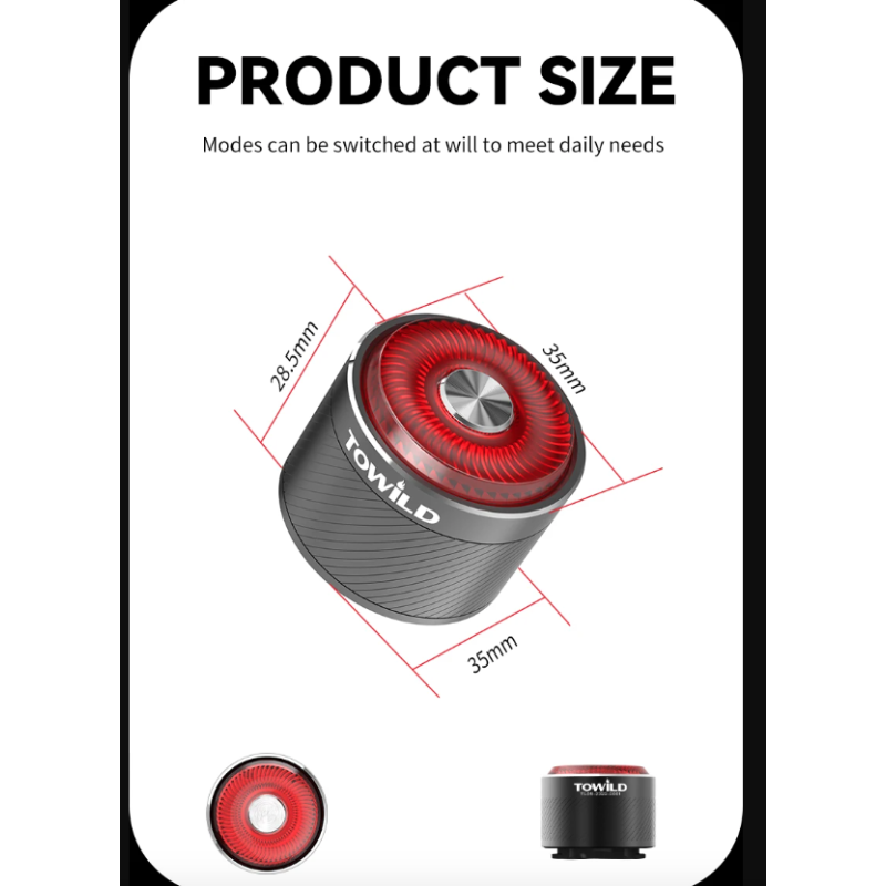 TOWILD TL05 LED cyklistické svetlo s inteligentným snímaním bŕzd USB nabíjanie IPX6 vodotesné pre bezpečnosť