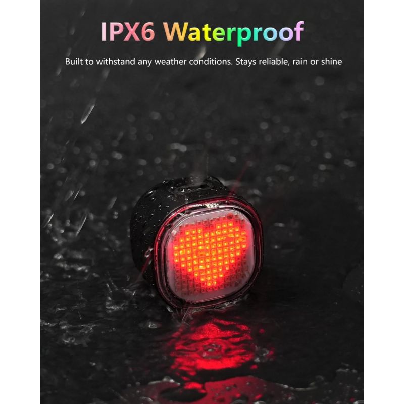 TOWILD TL08 Plnofarebné Zadné Svetlo na Bicykel | Prispôsobiteľné Vzory | Brzdové Svetlo | USB-C | IPX6 pre Bezpečnosť