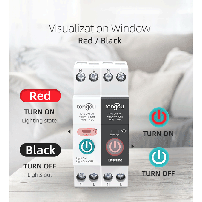TUYA WiFi Smart Istič TONGOU 63A DIN lišta - Diaľkové ovládanie cez Aplikáciu pre Domov