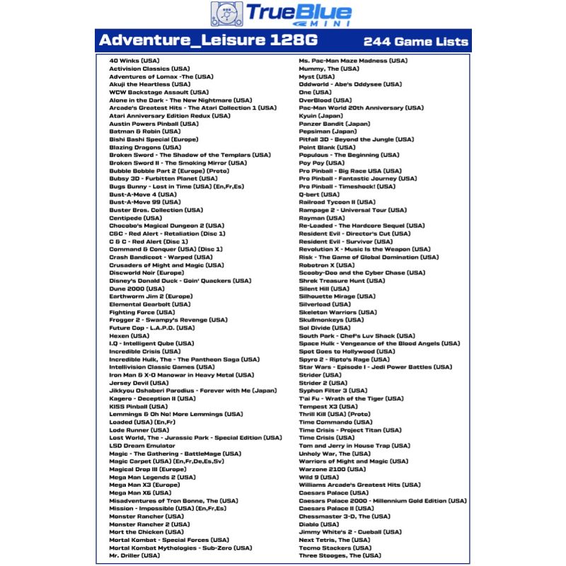 True Blue Mini Crackhead Pack 32G Fight Pack PS ONE MINI herná knižnica nostalgia jednoduchá inštalácia