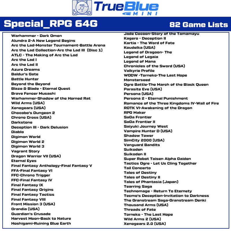 True Blue Mini Crackhead Pack 32G Fight Pack PS ONE MINI herná knižnica nostalgia jednoduchá inštalácia