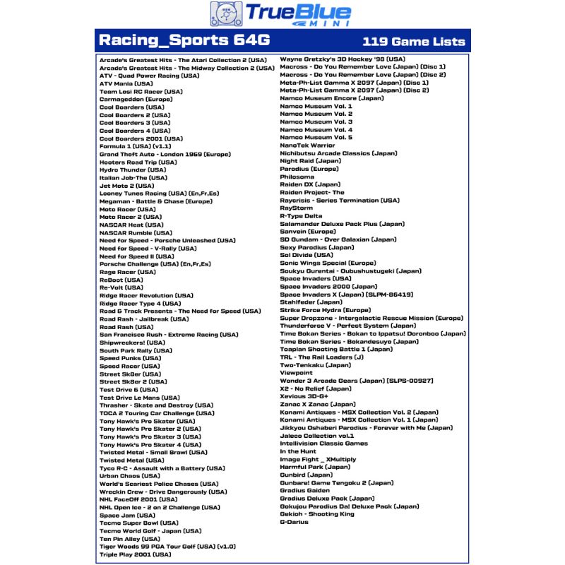 True Blue Mini Crackhead Pack 32G Fight Pack PS ONE MINI herná knižnica nostalgia jednoduchá inštalácia