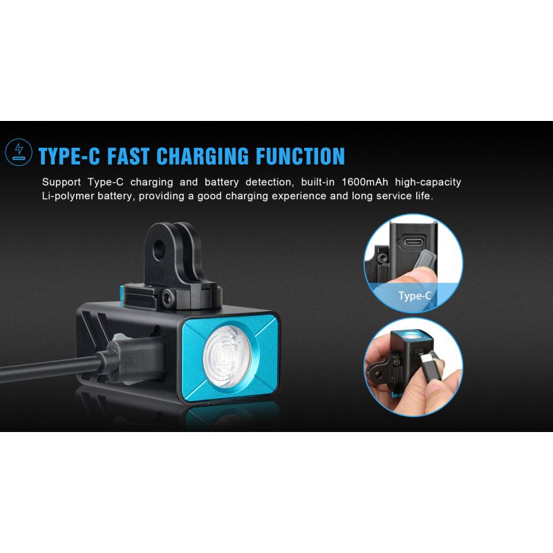 TrustFire D2R ľahké cyklistické svetlo 450LM Typ-C dobíjacie vodotesné pre mestskú a horskú cyklistiku