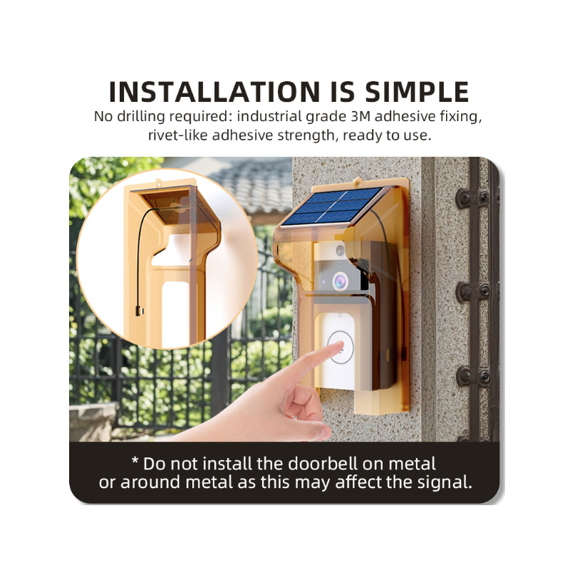 U9 Bezdrôtový Video Zvonček| Solárny HD Domáci Monitor s IP65 | Hlasný Zvonček WiFi pre Bezpečnosť
