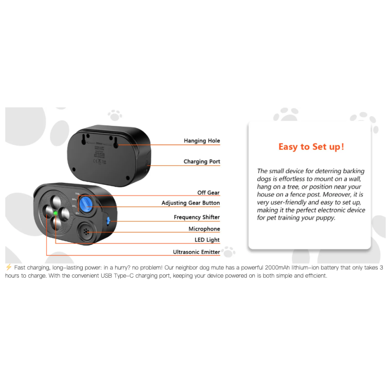 Ultrazvukové zariadenie proti štekaniu | Automatické zastavovanie | Výcvik psov | Minimalizácia hluku