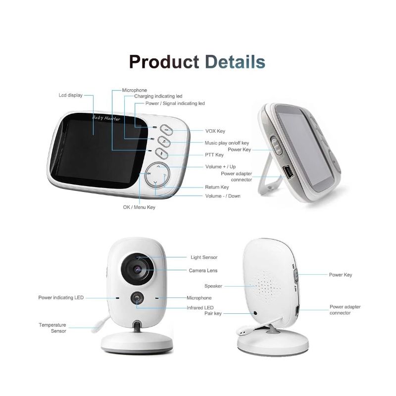 VB603 Video opatrovateľka pre moderné matky 2.4G technológia s obojsmerným zvukom a nočným videním