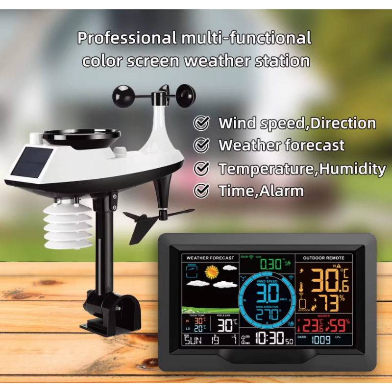 Wi-Fi meteostanica s 7,5-palcovým farebným displejom a solárnym bezdrôtovým senzorom pre pohodlné sledovanie počasia