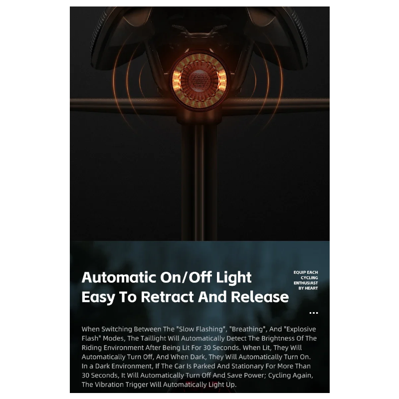Všestranné zadné svetlo na bicykel farebné blikanie nabíjateľné inteligentné brzdové svetlo s diaľkovým ovládaním