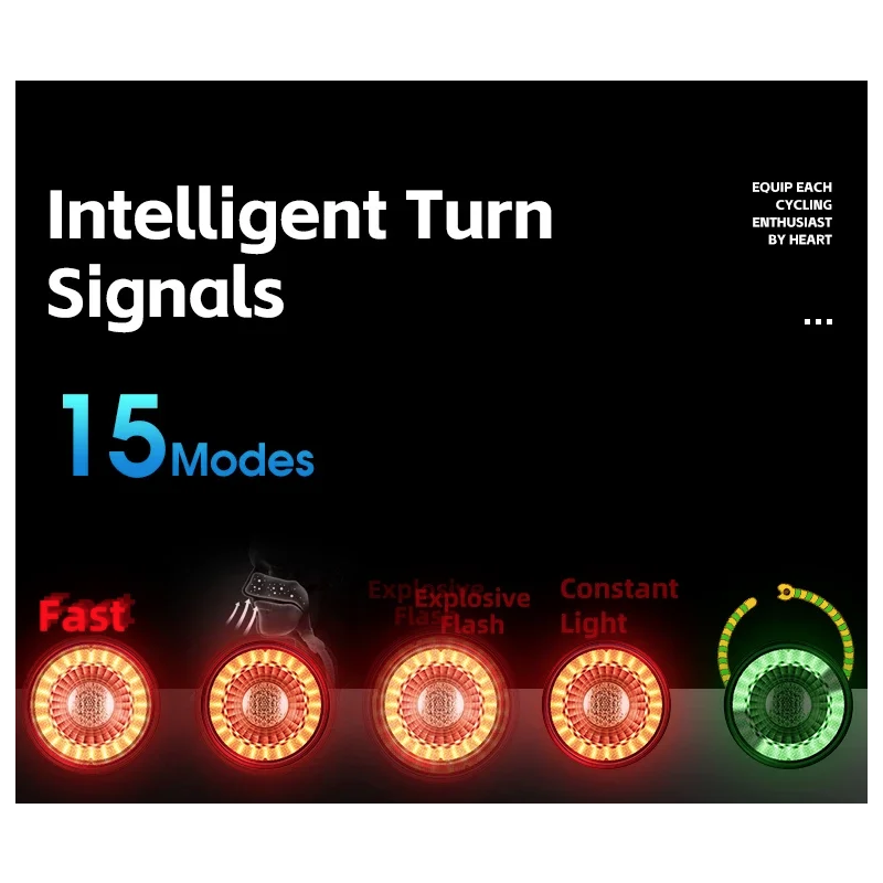 Všestranné zadné svetlo na bicykel farebné blikanie nabíjateľné inteligentné brzdové svetlo s diaľkovým ovládaním