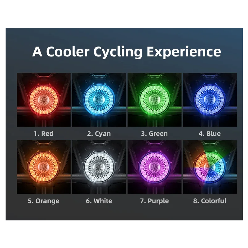 Všestranné zadné svetlo na bicykel farebné blikanie nabíjateľné inteligentné brzdové svetlo s diaľkovým ovládaním