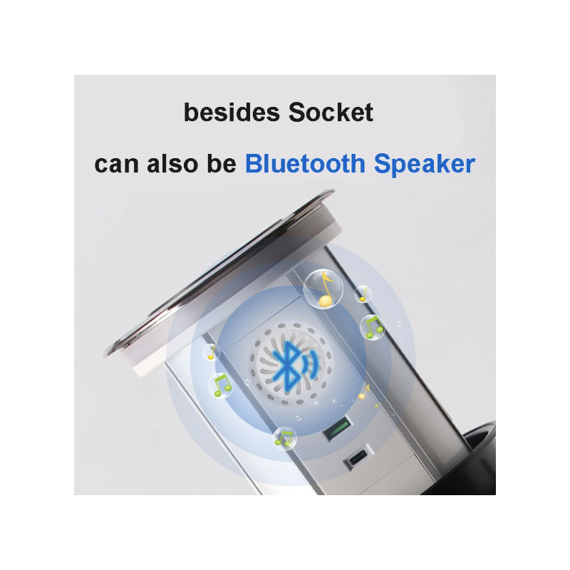 VENSTPOW Elektrické zdvíhacie zásuvky s USB bezdrôtovým nabíjaním Skrytá stolová zásuvka Štandard EU zásuvka