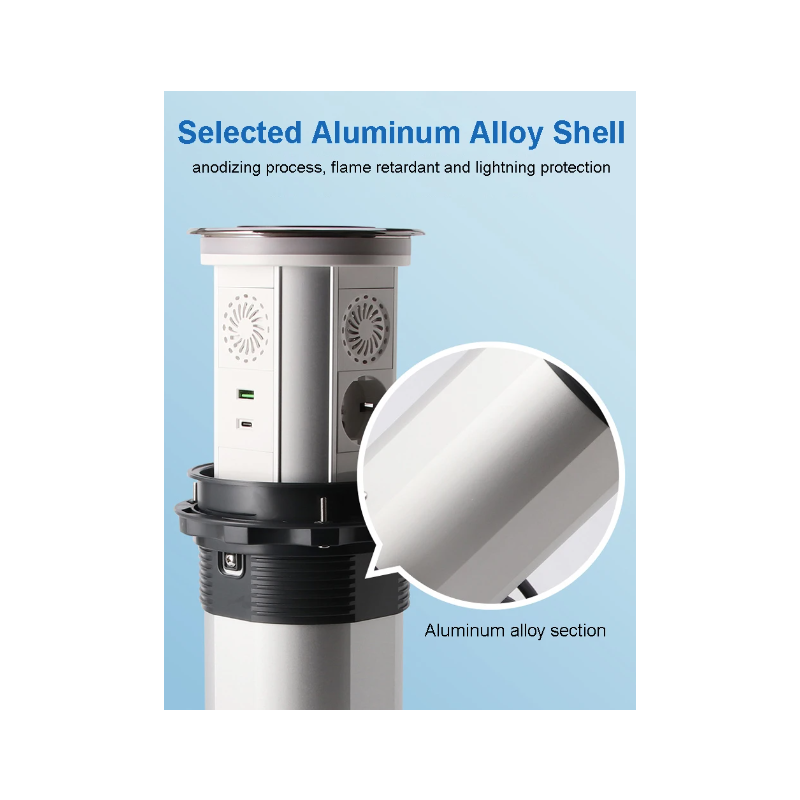 VENSTPOW Elektrické zdvíhacie zásuvky s USB bezdrôtovým nabíjaním Skrytá stolová zásuvka Štandard EU zásuvka