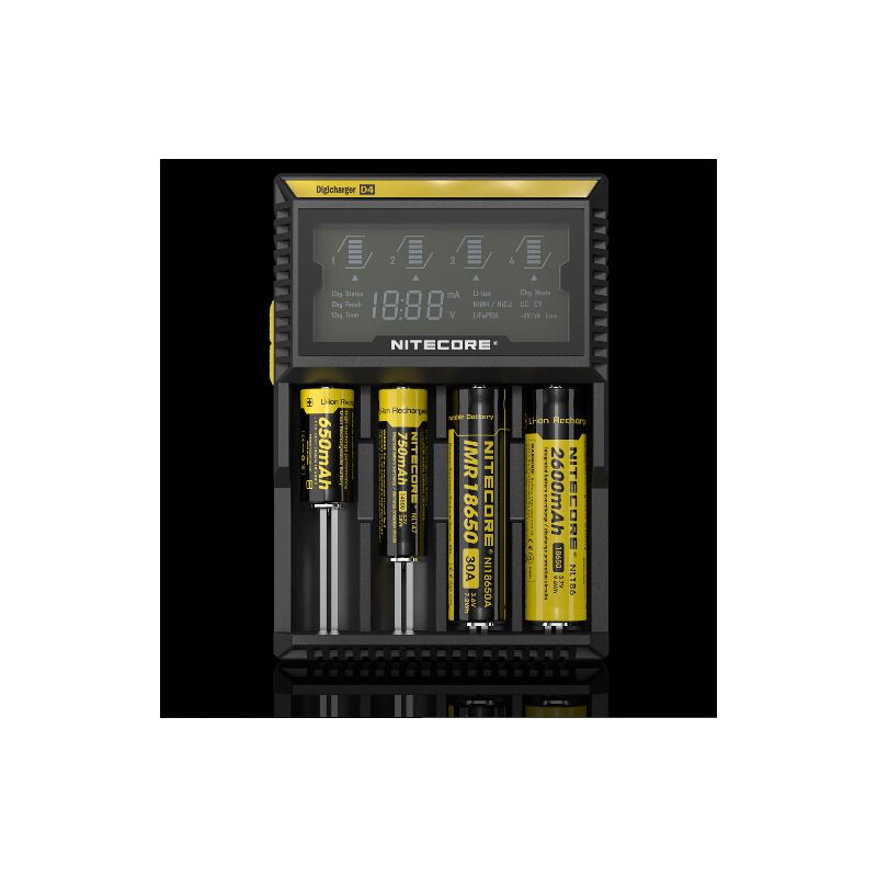 Nitecore D4 DIGICHARGER inteligentná nabíjačka s LCD displejom pre Li-ion 18650 a 26650 batérie bezpečnosť