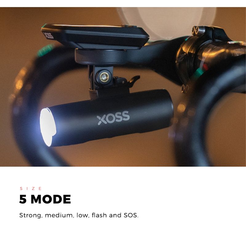 XOSS XL-400 predné svetlo na bicykel 400 lumenov vodotesné USB nabíjacie s 5 režimami svietenia pre MTB