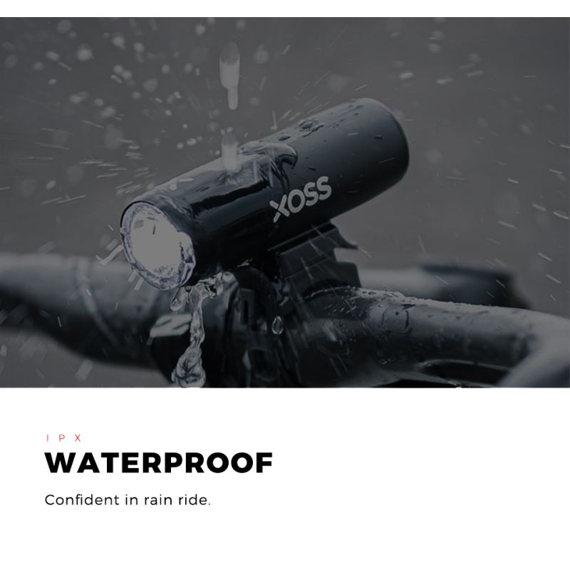 XOSS XL-400 predné svetlo na bicykel 400 lumenov vodotesné USB nabíjacie s 5 režimami svietenia pre MTB
