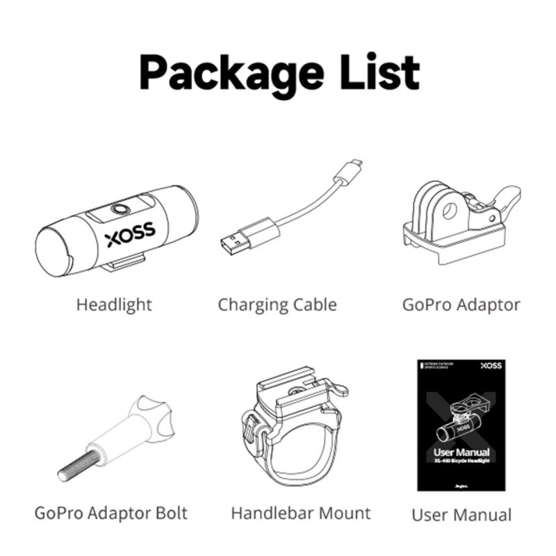 XOSS Bike Light Predné svetlo 800Lm Vodotesné USB nabíjateľné pre nočnú jazdu MTB cyklistické vybavenie