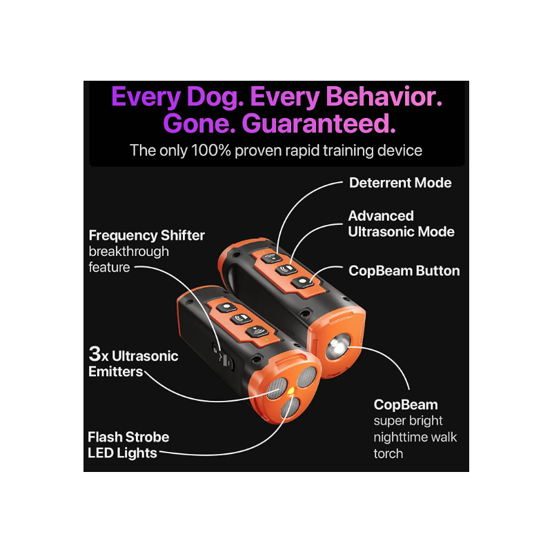 Ultrazvukové zariadenie na výcvik psov Dobíjací odpudzovač psov s LED baterkou pre humánny bezbolestný tréning