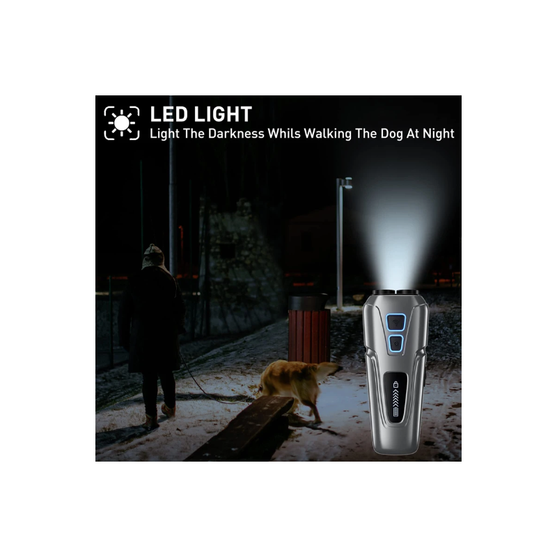 Univerzálny Ultrazvukový Odpudzovač Psov s LED Baterkou Bezpečná Úprava Správania a Prevencia Štekania