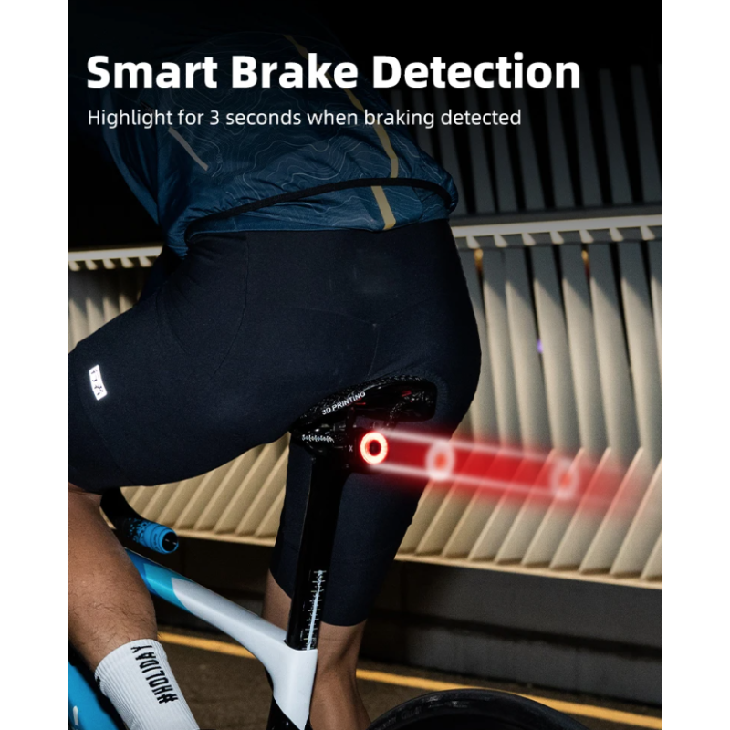 Zadné svetlo na bicykel XOSS XR Pro inteligentná detekcia bŕzd LED nabíjanie vodotesné príslušenstvo