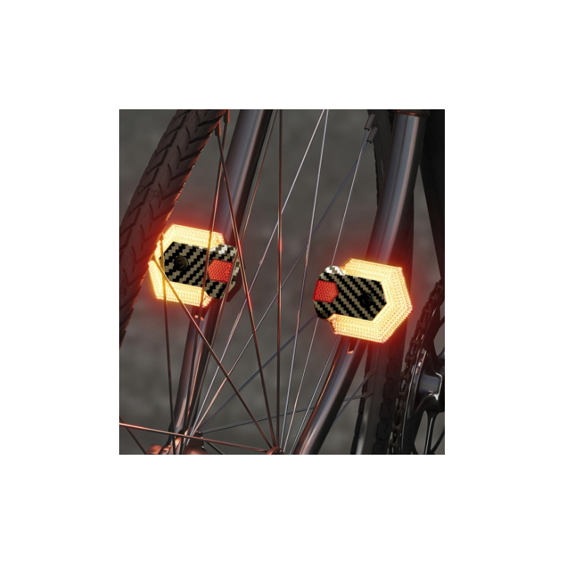 CarryBright Karbónové smerovky na bicykel: USB nabíjateľné, bezdrôtové ovládanie | Predné a zadné bezpečnostné svetlo pre e-bike