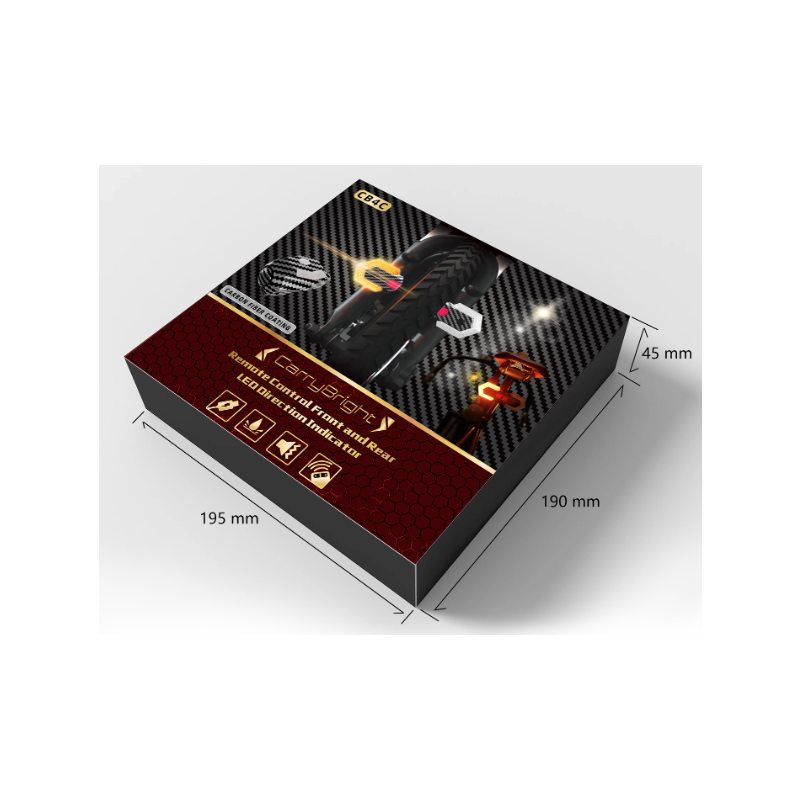 CarryBright Karbónové smerovky na bicykel: USB nabíjateľné, bezdrôtové ovládanie | Predné a zadné bezpečnostné svetlo pre e-bike