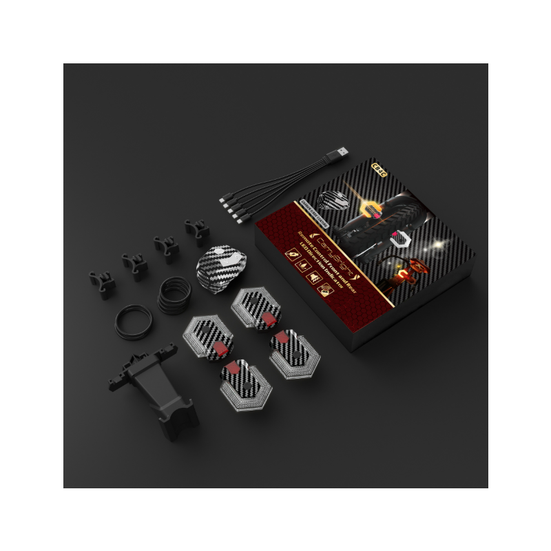 CarryBright Karbónové smerovky na bicykel: USB nabíjateľné, bezdrôtové ovládanie | Predné a zadné bezpečnostné svetlo pre e-bike