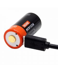16340 650MAH 3.7V Micro USB Nabíjatelná Li-ion batéria