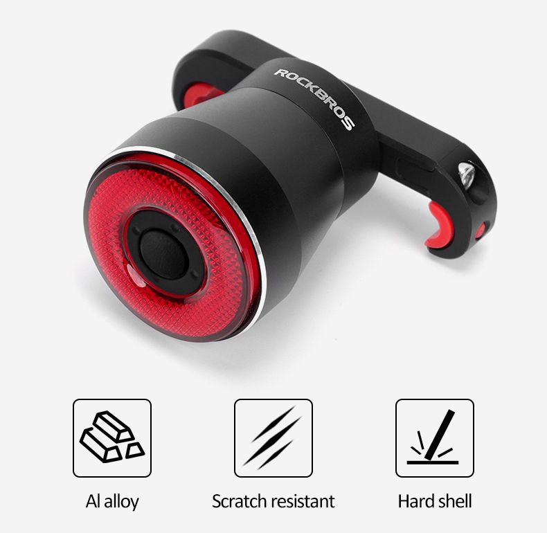 ROCKBROS Q5 Inteligentné bicyklové svetlo s automatickým snímaním bŕzd LED zadné svetlo IPX6 Vodotesné cyklistické bezpečnostné vybavenie