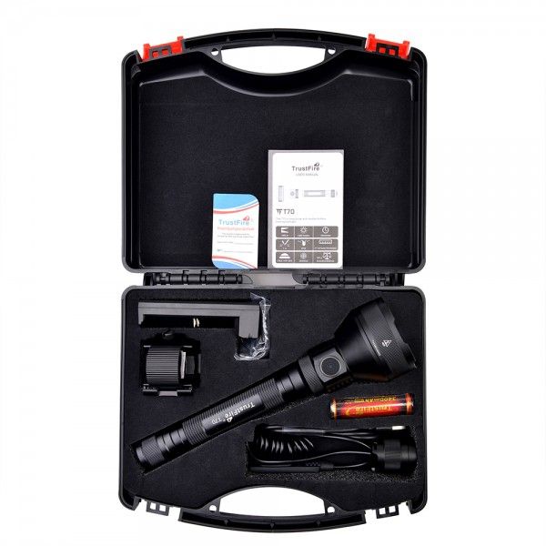 TrustFire T70 Kit vysoký výkon 2300 lúmenov dobíjateľná LED baterka dlhý lúč kemping alebo núdzový