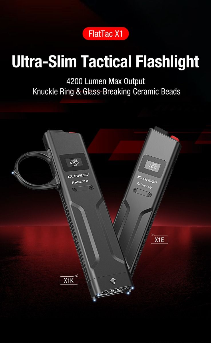 Klarus X1 Ultra-tenká EDC taktická baterka Luminus SST-70 LED 4200LM vonkajšie núdzové svietidlo
