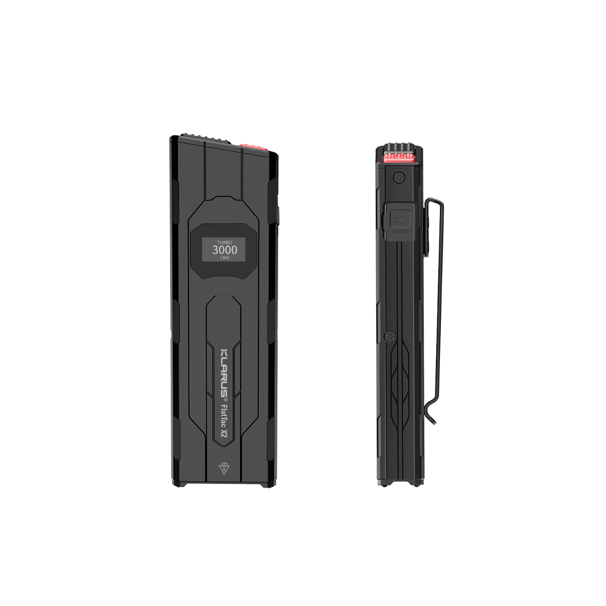 Klarus X2 3000 lúmenov Ultratenká taktická baterka USB-C LED vreckové svetlo. Odolná pre sebaobranu a outdoor výbavu.