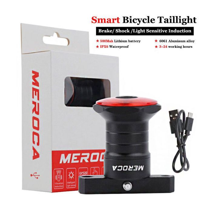 Inteligentné zadné svetlo na bicykel s automatickým štart/stop brzdovým svetlom, USB nabíjaním, vodeodolnosťou IPX6 – bezpečnostné svetlo na bicykel
