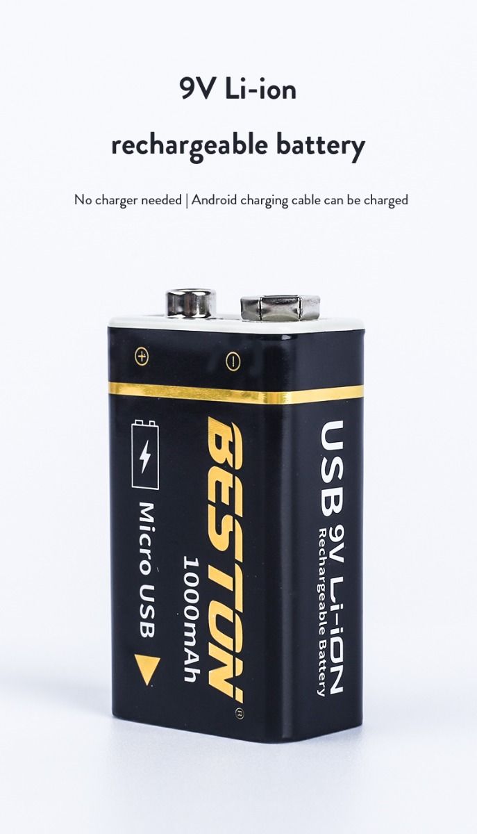 Beston 9V 1000mAh Micro USB nabíjateľná batéria ekologická energia pre RC helikoptéru, mikrofón a hračky