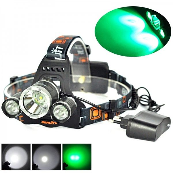 Boruit RJ-3000 LED čelovka so svietivosťou 1000 lúmenov, T6 biele svetlo, vodotesná, pre outdoorové dobrodružné vybavenie