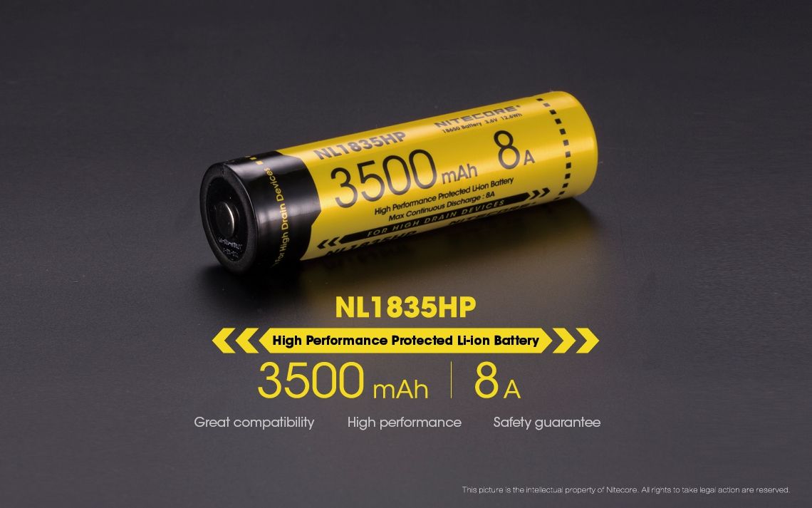 Nitecore NL1835HP 3500mAh Vysokovýkonná nabíjateľná batéria 18650 pre baterky a technické pomôcky