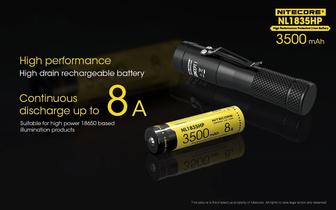 Nitecore NL1835HP 3500mAh Vysokovýkonná nabíjateľná batéria 18650 pre baterky a technické pomôcky