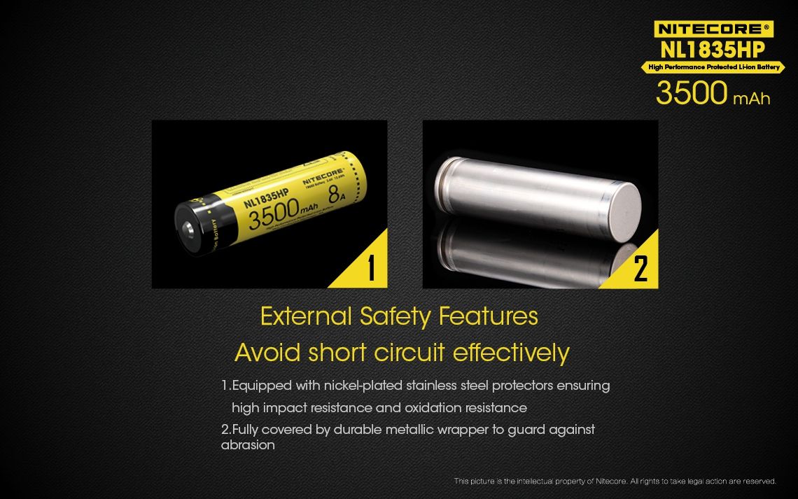 Nitecore NL1835HP 3500mAh Vysokovýkonná nabíjateľná batéria 18650 pre baterky a technické pomôcky