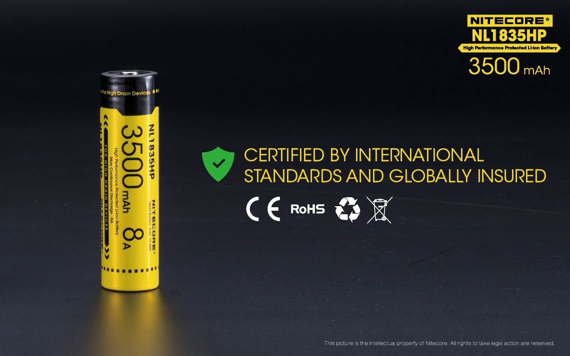 Nitecore NL1835HP 3500mAh Vysokovýkonná nabíjateľná batéria 18650 pre baterky a technické pomôcky