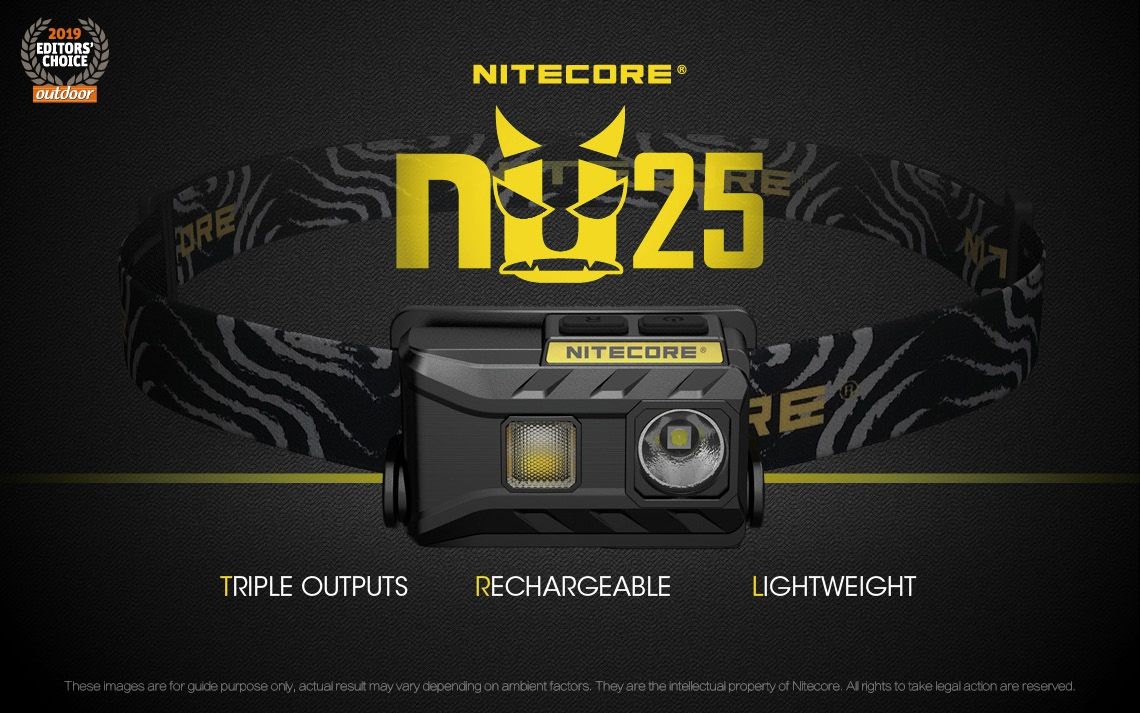 Nitecore NU25 XP-G2 S3 LED nabíjateľná čelovka 360 lúmenov ľahký dobrodružný doplnok na vonkajšie osvetlenie