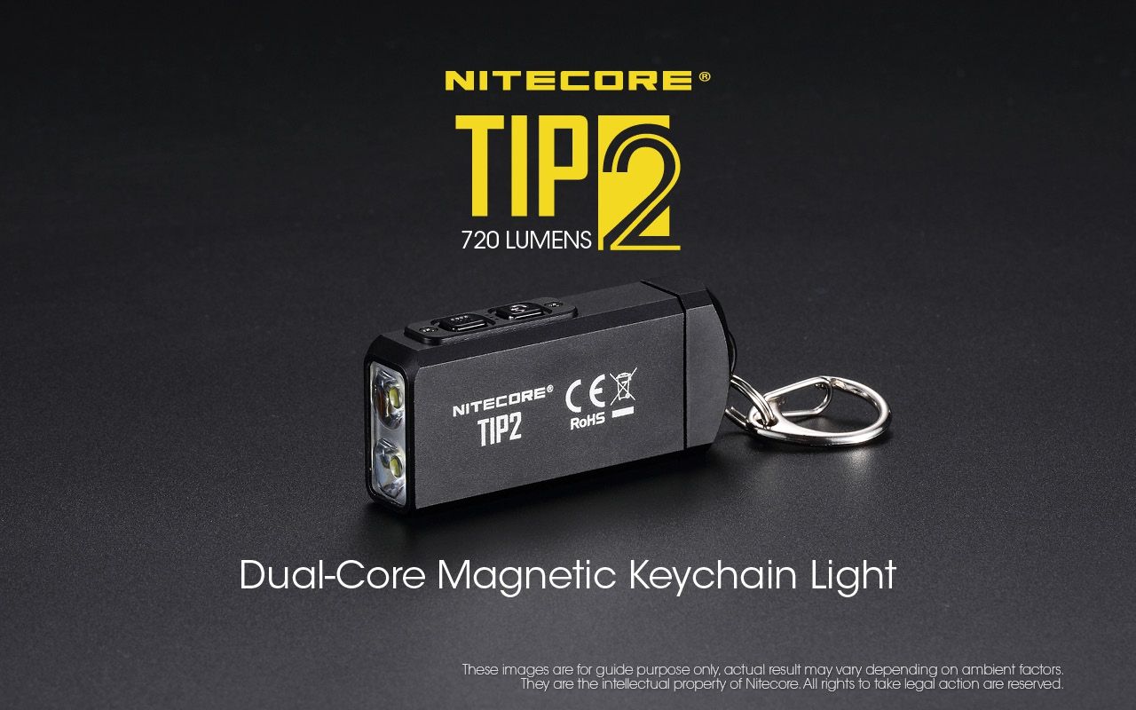 NITECORE TIP2 Kľúčová baterka 720 lúmenov USB nabíjateľné LED svetlo pre kempingové vybavenie alebo každodenné nosenie