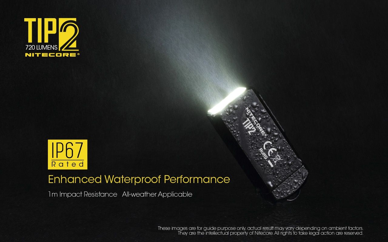 NITECORE TIP2 Kľúčová baterka 720 lúmenov USB nabíjateľné LED svetlo pre kempingové vybavenie alebo každodenné nosenie