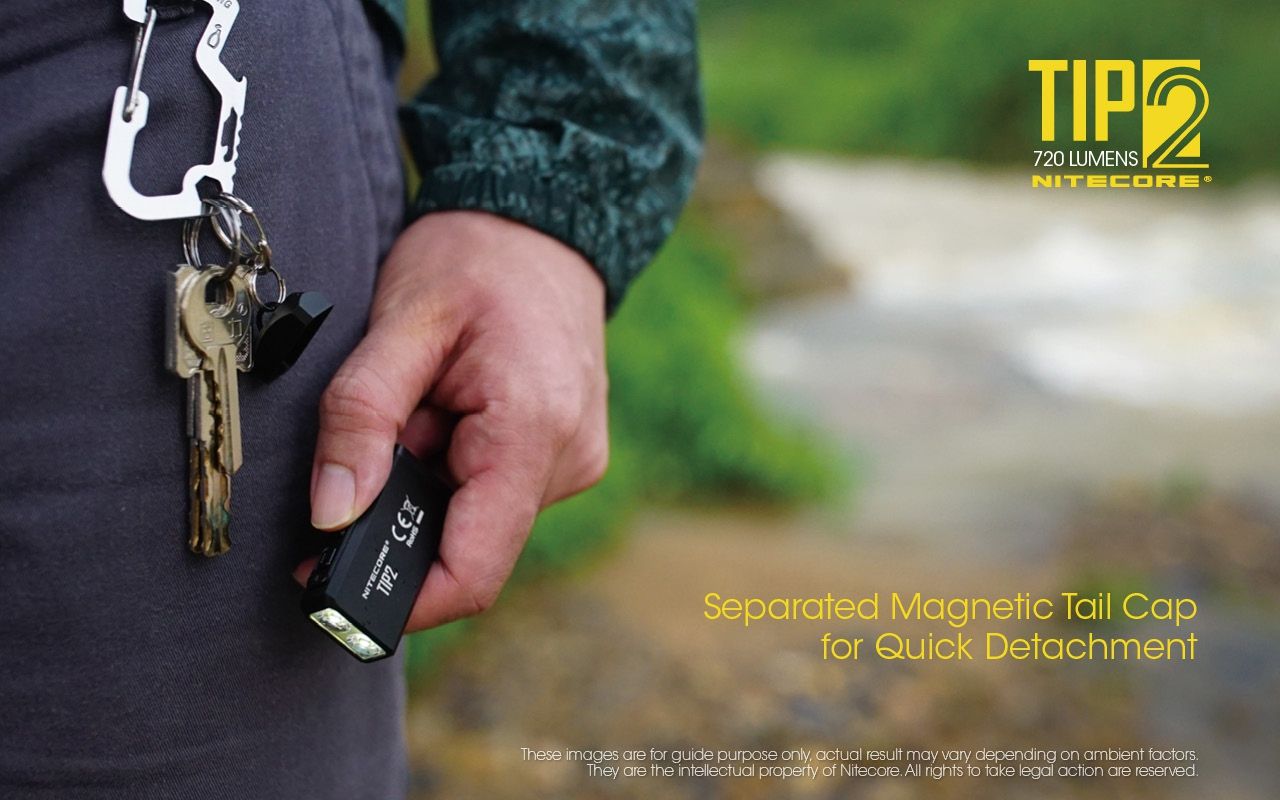 NITECORE TIP2 Kľúčová baterka 720 lúmenov USB nabíjateľné LED svetlo pre kempingové vybavenie alebo každodenné nosenie