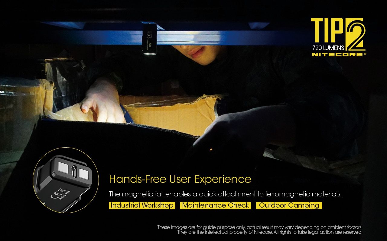 NITECORE TIP2 Kľúčová baterka 720 lúmenov USB nabíjateľné LED svetlo pre kempingové vybavenie alebo každodenné nosenie