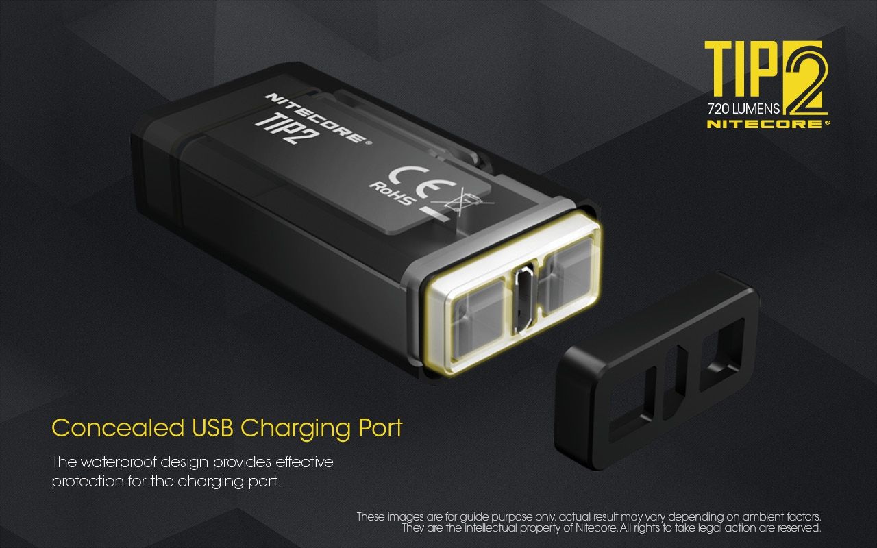 NITECORE TIP2 Kľúčová baterka 720 lúmenov USB nabíjateľné LED svetlo pre kempingové vybavenie alebo každodenné nosenie